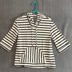 LAmade Womens Size XS 3/4 Sleeve Striped Pullover Sweater Hoodie lightweight